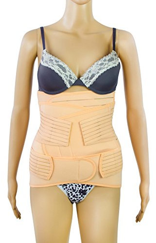Postnatal Bauchgurt 3 in 1 Set für einen flachen Bauch nach der Geburt - Atmungsaktiv - Größe L - Abdominal Elastische Bauchbandagen