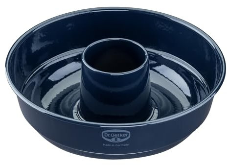 Dr. Oetker Frankfurter Kranz Kuchenform 26 cm Back-Liebe Emaille – Schnitt- & kratzfeste Backform mit Emaille – 26er Kranzform in Dunkelblau