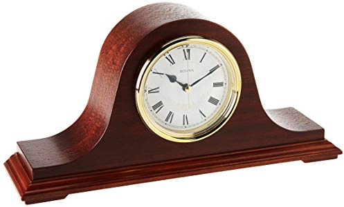 Bulova B1929 Bulova Annette I Chiming Mantel Clock, Model B1929 | Classic Mahogany Finish | Westminster Melody on the Hour | Battery Powered I Chiming Clock