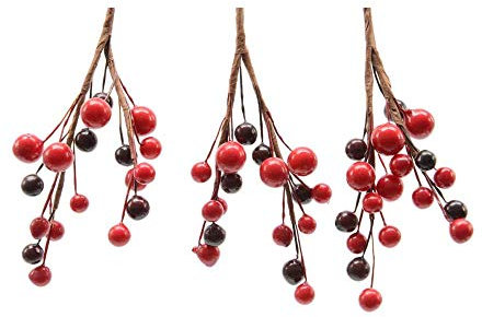 3 Beerenzweige 7cm Dekozweige Tannenzweige Weihnachtsdeko