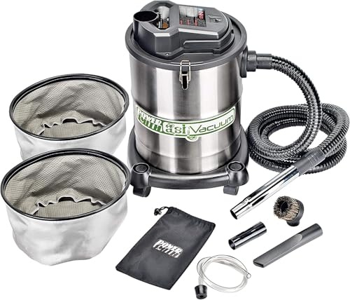 PowerSmith PAVC102 10 Amp 4 Gallon All-In-One Ash and Shop Vacuum/Blower with 10' Hose, Brush Nozzle, Pellet Stove , 16' Power Cord, 1 1/4 Adapter, and 2 Filters, Silver