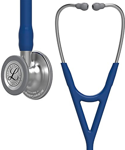 3M Littmann Cardiology IV Stethoskop für die Diagnose, Bruststück in Standardausführung, marineblauer Schlauch, Schlauchanschluss und Ohrbügel aus Edelstahl, 69 cm, 6154