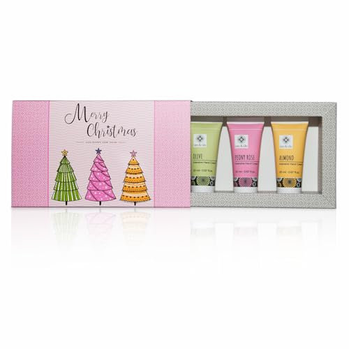 Leo & Lilo Handcreme Geschenkset X-Mas tree - Mit 3 nachhaltigen Mini Handcremes 20 ml - Pflegt trockene und strapazierte Hände - 3 x 20 ml Reisegröße