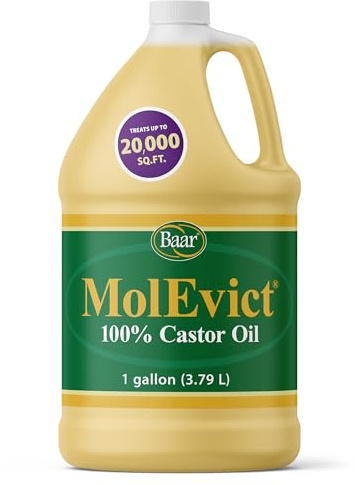 Baar Products - MolEvict Lawn Mole Castor Oil - Mullvadsskrämma & Sorkråttasskrämma - Gräsmatta & Trädgårdsskydd - Täckning upp till 929 kvm - Säkert att använda runt hus & växter - 1 gallon