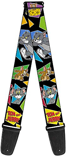 Buckle-Down Guitar Strap - TOM & JERRY Poses Black/Multi Colour