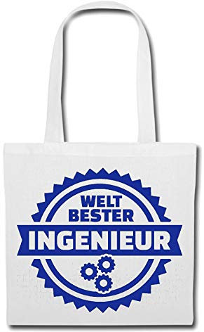 Reifen-Markt Tasche Umhängetasche INGENIEUR - INGENIEURIN - ING - STUDIERT - STUDENT Einkaufstasche Schulbeutel Turnbeutel in Weiß