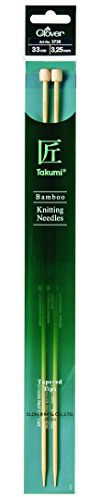 Clover Takumi Bamboo: Knitting Pins: Single Ended: 33cm x 3.25mm, Wood, 33x0.33x0.33 cm