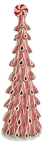 Gerson 2151010 Lighted Candy Cane Ribbon Decorative Tree, 18