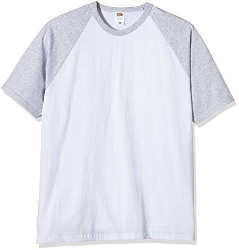 Fruit Of The Loom Herren Baseball T-Shirt, Weiß/Grau, XL