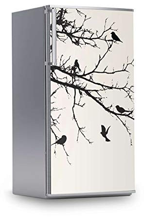 Kühlschrank Folie I Dekofolie für Kühlschranktür - Sticker Folie selbstklebend I Dekoration Küche - Design: Tree and Birds 1