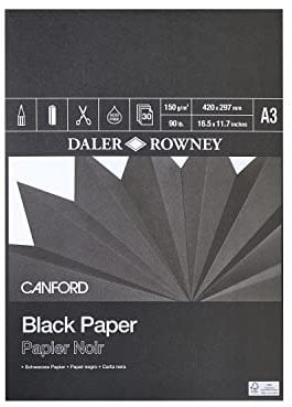 Daler Rowney - Paquete de papel de dibujo (tamaño A3, 30 hojas), color negro