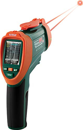 Extech VIR50 Video Infrared Thermometer, 50:1, to 2200C | IR temp -58 to 3992F (to 2200C), 50:1, VGA camera, 2.2in color TFT, dual lasers, Type K input, microSD