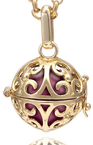 Morella Femme Collier d'ange en Acier Inoxydable doré 70 cm avec décorations et Boule sonore en zircons dans Une Pochette en Velours