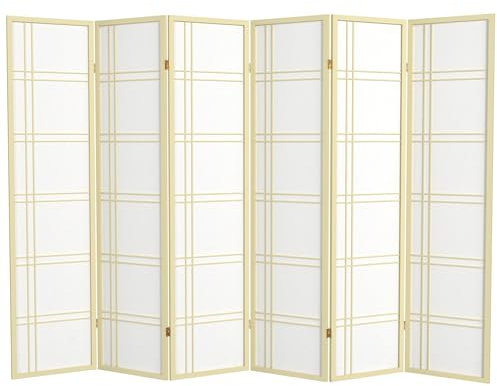 Oriental Möbel 6 ft. Hoch Shoji Doppeltes Kreuz Display – Special Edition – Ivory – 6 Platten