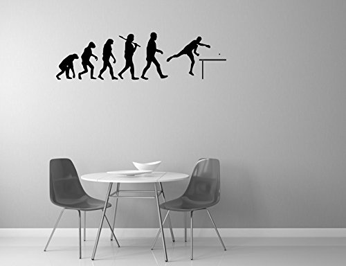 blattwerk-design Wandtattoo, Evolution Tischtennis, Sportmotiv, Verschiedene Größen und Farben zur Auswahl (M070 Schwarz, 600 mm x 170 mm)