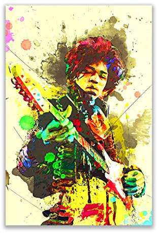Kunstbruder Jimi Hendrix Guitar Color (div. Größen) - Kunst Druck auf Leinwand 60x90cm