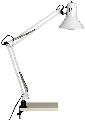 BRILLIANT lámpara Lámpara de clip para escritorio Hobby blanca | 1x A60, E27, 40W, adecuado para lámparas normales (no incluidas) | Escala A ++ a E | Con interruptor de presión en el cabezal de la lám