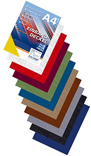 Einbanddeckel in Lederstruktur, Sortiment 10 Farben, Rückenkartons für Bindemaschine, Farbmix