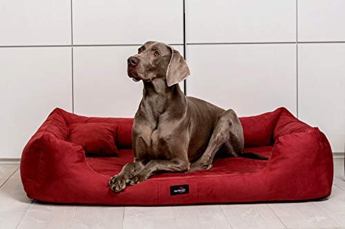 tierlando® Orthopädisches Hundebett Pluto Ortho VISCO Viscoschaum aus weichem Velours Größe: PLV6 160x110 cm | B Farbe: 04 Bordeaux