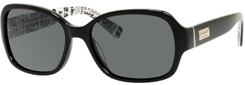 kate spade new york Women's Akira rectangular Sunglasses, Black/Gray Polarized, 54 mm