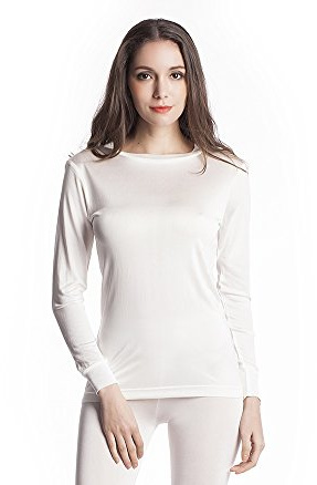 Jasmine Silk Ladies' Pure Silk Round Neck Thermal Top Vest for Women Ivory (Medium)
