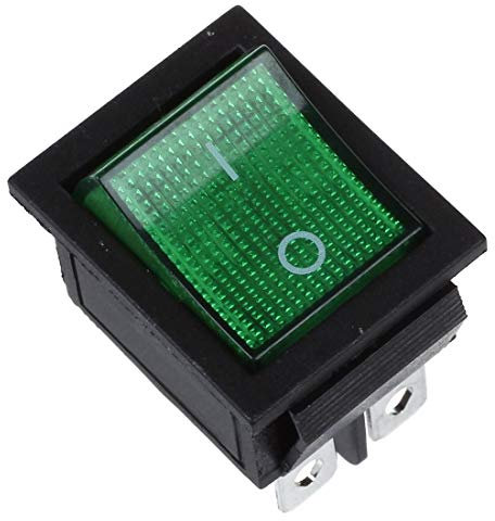 Interruttore AC - SODIAL(R) Luce verde 4 Pin DPST ON/OFF Interruttore a bilanciere 16A/250V 15A/125V AC