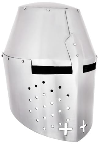 Battle-Merchant Grosser Helm Pembridge, um ca. 1370, 1,2mm Stahl - schaukampftauglich - Topfhelm - Turnierhelm - Mittelalter
