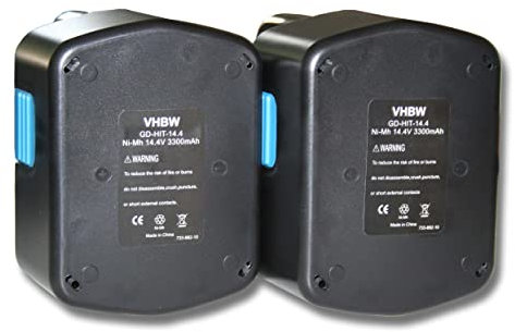 vhbw 2X batería reemplaza Hitachi EB 14H, EB 14S, EB 1430X, EB 14B, EB 1430R para Herramienta (3300 mAh, NiMH, 14,4 V)