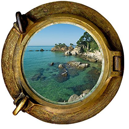 Stickers trompe l'oeil hublot La Bretagne - L 80cm x H 80cm
