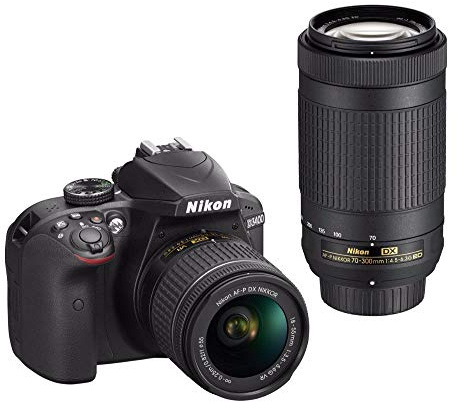 Nikon D3400-24.2 MP SLR Camera Black AF-P 18-55mm f/3.5-5.6 G VR Lens, Black + Nikon AF-P DX NIKKOR 70-300mm f/4.5-6.3G ED Lens Bundle Offer