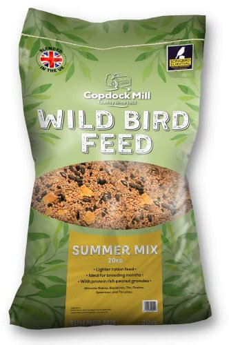 Copdock Mill Summer Wild Bird Seed Mix 20kg - High in Energy, Vitamins and Minerals Ideal for Breeding Months - Includes Black Sunflower Seeds and Peanuts for Birds