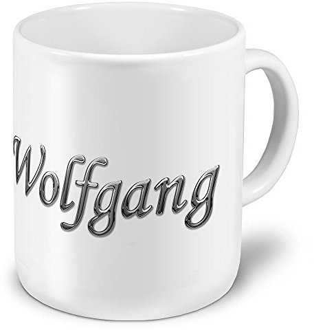 XXL Riesen-Tasse mit Namen „Wolfgang“ - Jumbotasse mit Design Chrombuchstaben - Namens-Tasse, Kaffeebecher, Becher, Mug