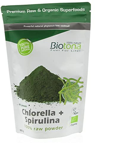 Biotona Chlorella + Spirulina 100% Raw Powder – 200g
