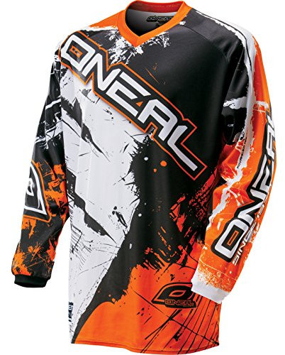 O'NEAL | Motocross-Jersey | MX Enduro | Gepolsterter Ellbogenschutz, V-Ausschnitt, atmungsaktiv | Element Jersey Shocker | Erwachsene | Schwarz Weiß | Größe L