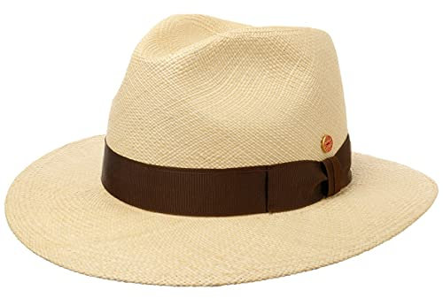 Mayser Menton Panamastrohhut Traveller Ripsband UV-Schutz 80 Made in EU Herren Sommer Natur 63 cm