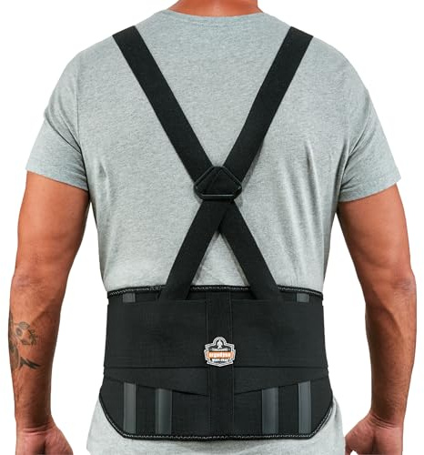 Ergodyne ProFlex 1600 Back Support Brace, 9 Extended Support, High Cut Front For Mobility,Black,2X-Large