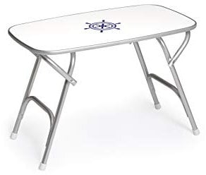 FORMA MARINE - Tavolo pieghevole Marathon, telaio in alluminio anodizzato tubolare Ø 25mm, altezza di 61 cm, piano in melamina da 50.5 x 89 cm, bordi in alluminio, rivestimento impermeabile, piedini antiscivolo, per utilizzo su ponti di barche e yacht, modello M250