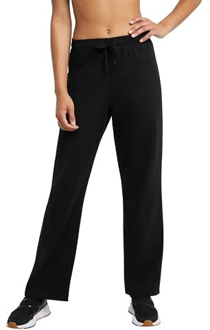 Champion Damen Everyday Baumwollhose, Kordelzug Strick-Sweathose, C-Patch, 80 cm Schrittlänge, schwarz, X-Groß
