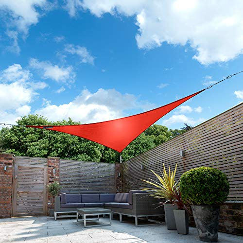 Kookaburra Waterproof Garden Sun Shade Sail Canopy in Red 98% UV Block (3m Triangle)