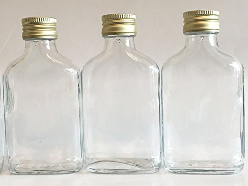 24 Empty Glass Bottles 200 ml Hip Flask 200 ml Taschi Case Bottles with Screw Tops Gold to fill yourself 0.2 Litre Liquor Bottles Schnapps Bottles Vinegar Grain oil height 15.5 cm