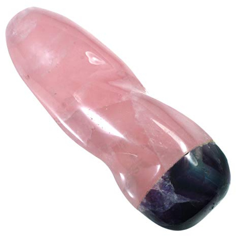 Rose Quartz & Rainbow Fluorite Spiral Massage Wand ~9cm by CrystalAge