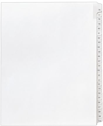 Avery Legal Exhibit Dividers, Side Tab, 76-100 Numbered, 1 Set