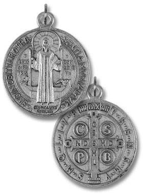 R Heaven St. Benedict Catholic Medaille - Silber Farbe Metall 2,5 cm [Schmuck]