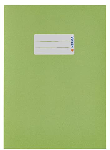 HERMA 5508 Heftumschlag A5 Papier Hellgrün, Hefthülle mit Beschriftungsfeld aus extrem kräftigen Papier & satten Farben, Heftschoner für Schulhefte, farbig