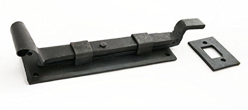 Castelion® 6 Hand Forged Black Wrought Iron Fishtail Cranked Door Bolt