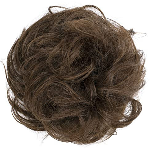 CAISHA 100% ECHTHAAR Haargummi Haarteil Haarverdichtung Zopf Haarband Haarschmuck Braun H312d