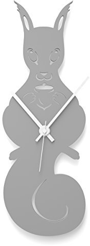 WANDKINGS Wanduhr Eichhörnchen aus Acrylglas, in 11 Farben erhältlich (Farbe: Uhr = Grau glänzend; Zeiger = Weiß)