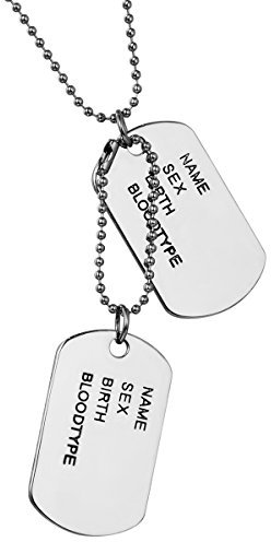 JewelryWe Dog Tag Halskette Herren: 2 Silber Militärischen Erkennungsmarken Armee Stil Hundemarke Anhänger mit 70cm Kette Militär Schmuck Geschenk für Männer Soldaten