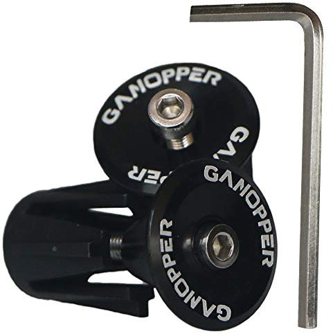 GANOPPER 1 Paar Fahrrad Lenkerende Stecker MTB Rennrad Fahrrad Aluminium Lenkergriffe hoher Qualität Lenker Cap Stoppern 6 Farben (Schwarz)