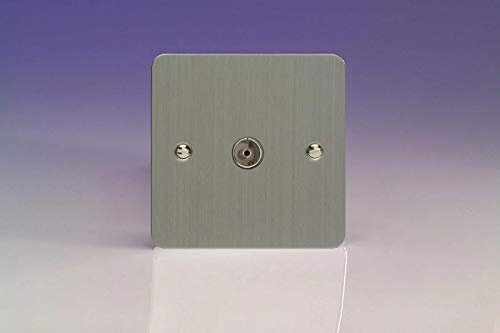 Varilight 1-Gang TV Plug Socket, Co-Axial Brushed Steel XFS8